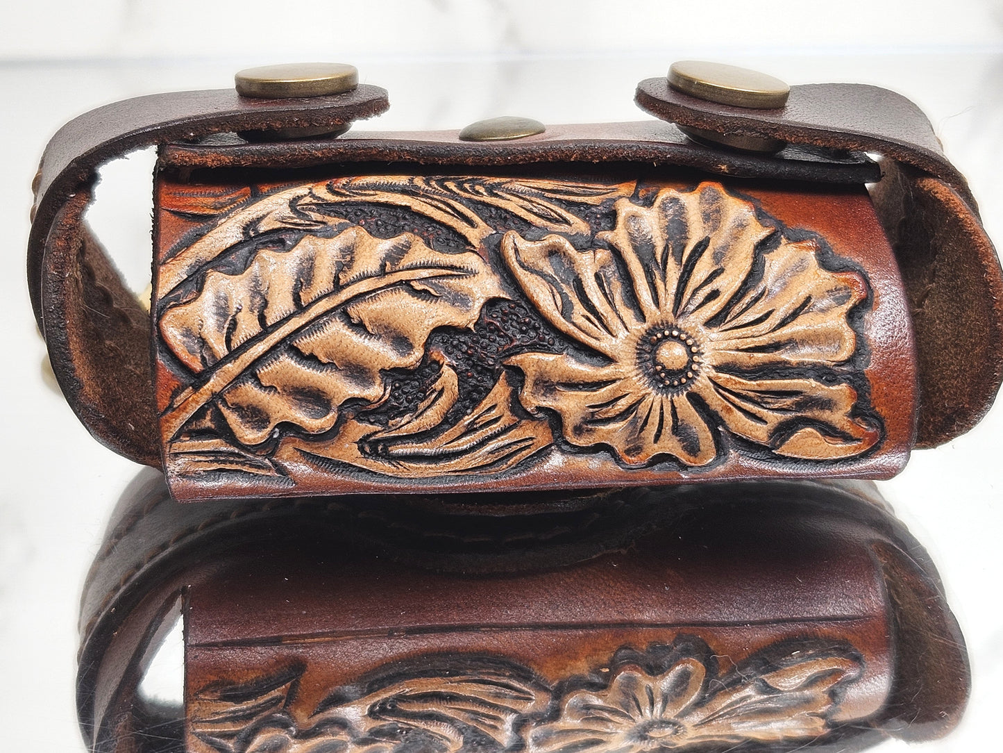 Tooled Poop/Waste Bag Dispenser - Floral 3026