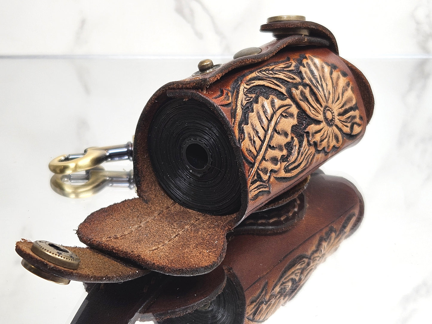 Tooled Poop/Waste Bag Dispenser - Floral 3026