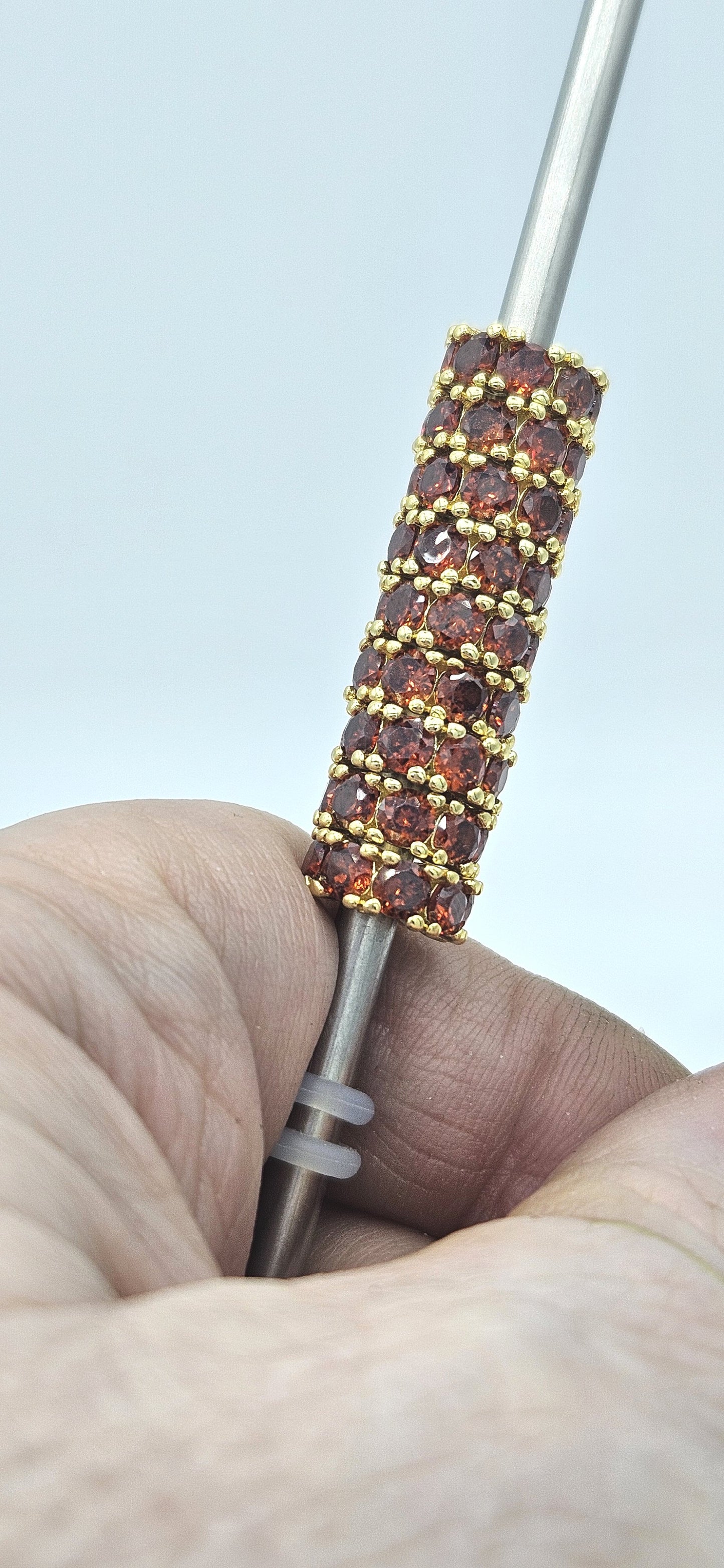 CZ Spacer Beads Gold with Amber Stones