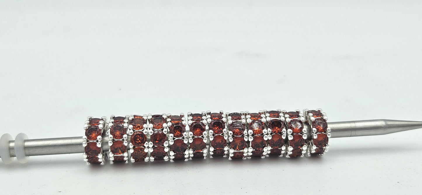CZ Spacer Beads Silver with Amber Stones