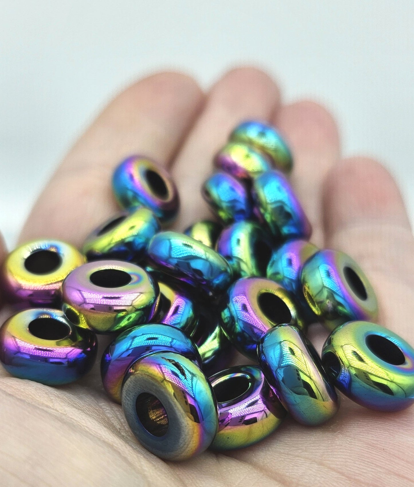 Hematite Blue Purple Pink Gold Spacer Beads - pk of 4