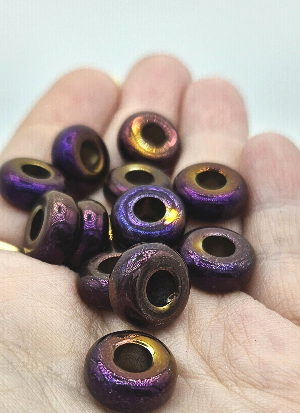 Hematite Magenta Burgundy Copper Purple Spacer Beads - pk of 4