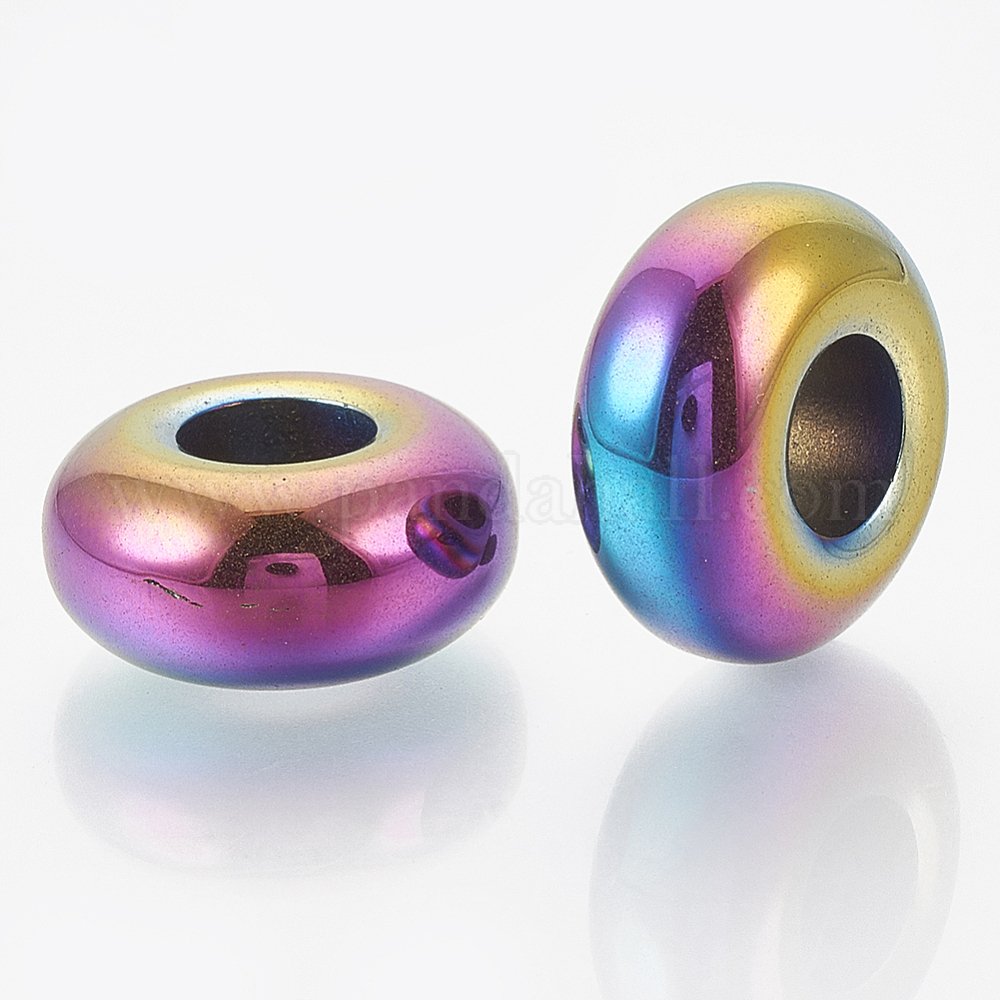 Hematite Blue Purple Pink Gold Spacer Beads - pk of 4