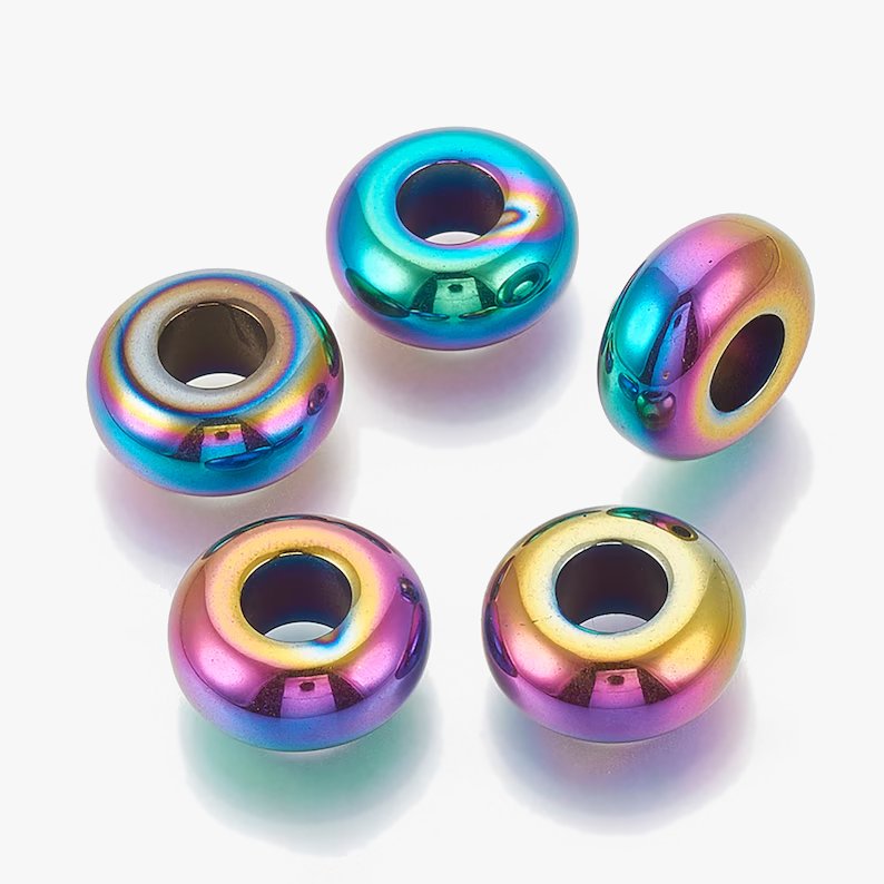Hematite Blue Purple Pink Gold Spacer Beads - pk of 4