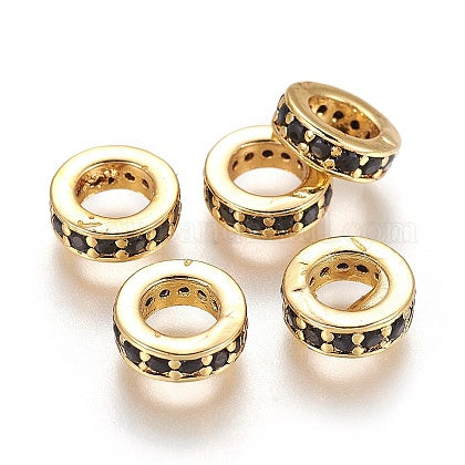 Small Cubic Zirconia Pave Spacers (Silver or Gold with Black stones)