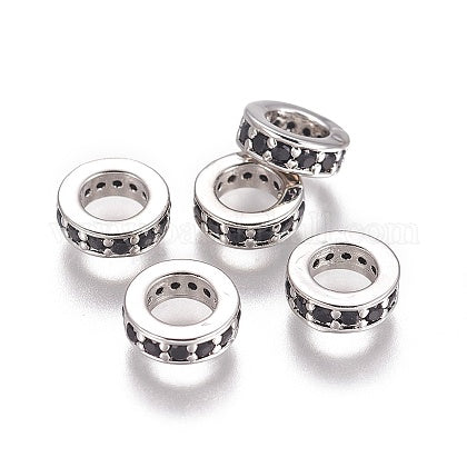 Small Cubic Zirconia Pave Spacers (Silver or Gold with Black stones)