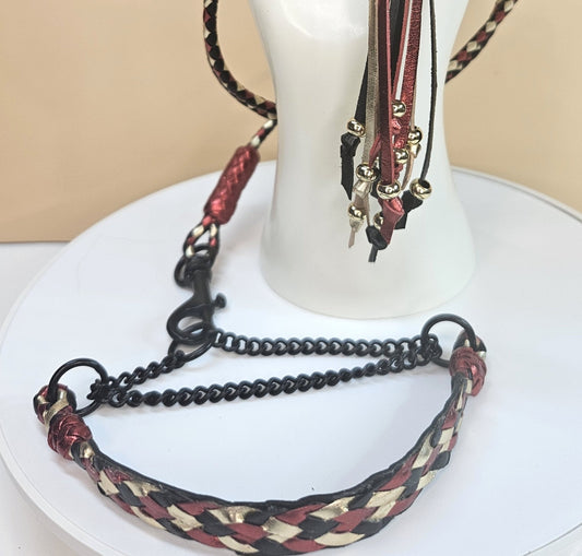 Custom Martingale Collar - All Leather or Leather & Chain Custom Mix - Champion Show Leads