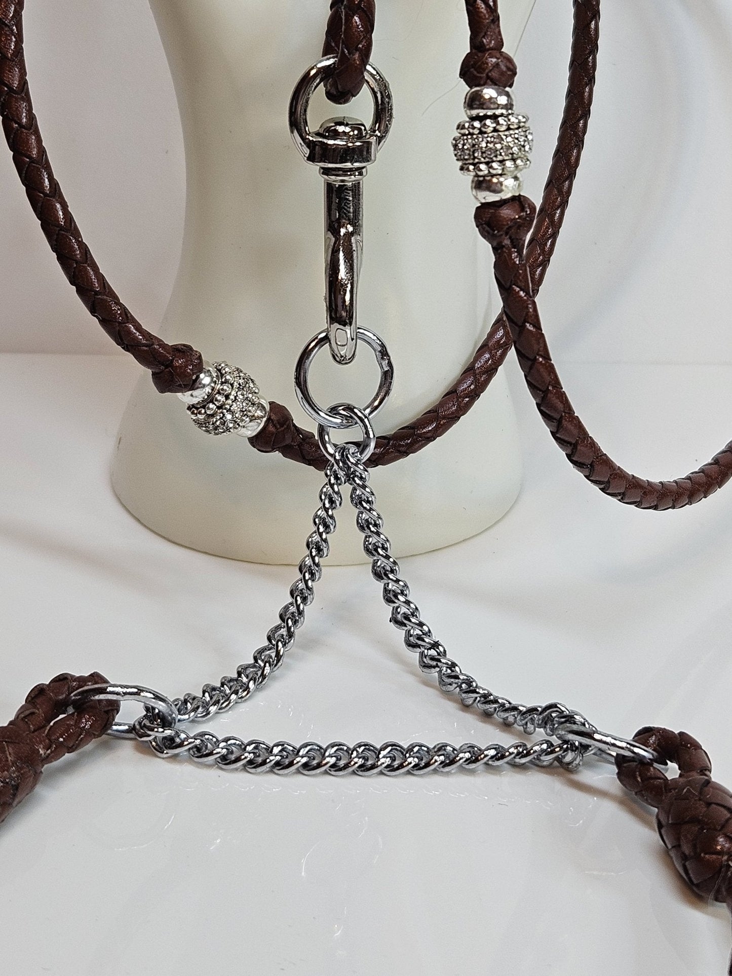 Custom Martingale Collar - All Leather or Leather & Chain Custom Mix - Champion Show Leads