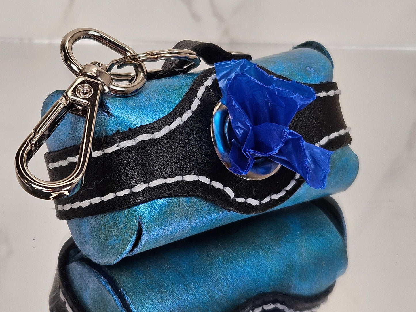 Poop/Waste Bag Dispenser - Turquoise Marbled Metallic 3015 - Champion Show Leads