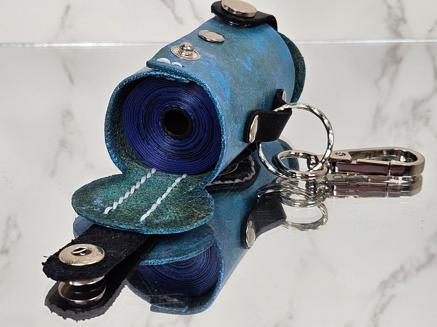 Poop/Waste Bag Dispenser - Turquoise Marbled Metallic 3015 - Champion Show Leads