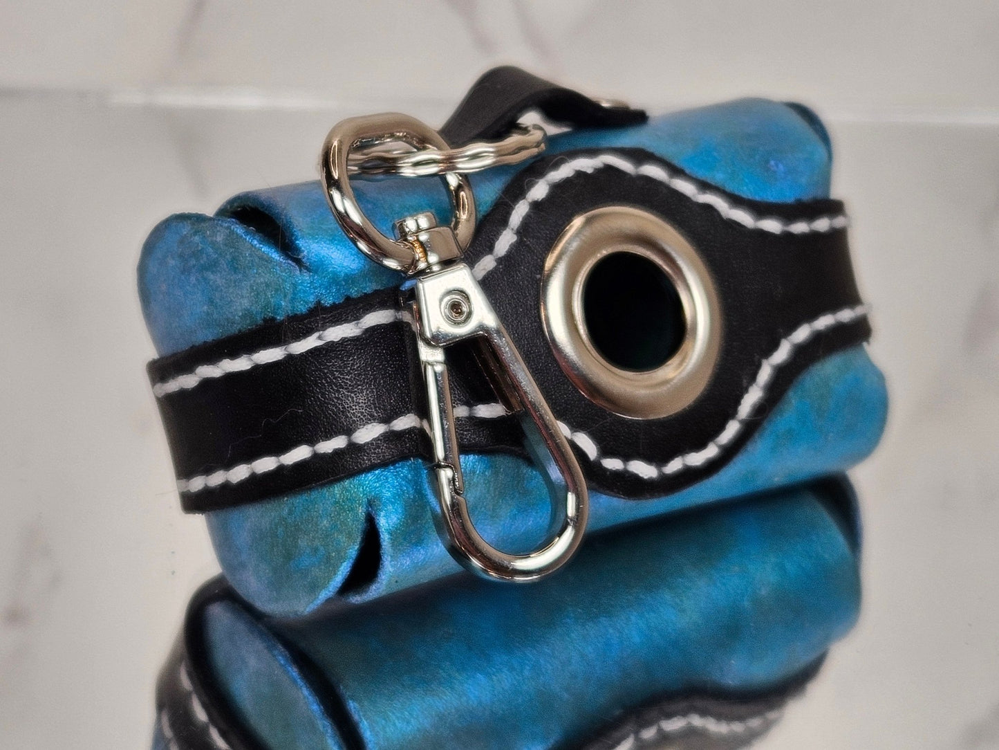 Poop/Waste Bag Dispenser - Turquoise Marbled Metallic 3015 - Champion Show Leads