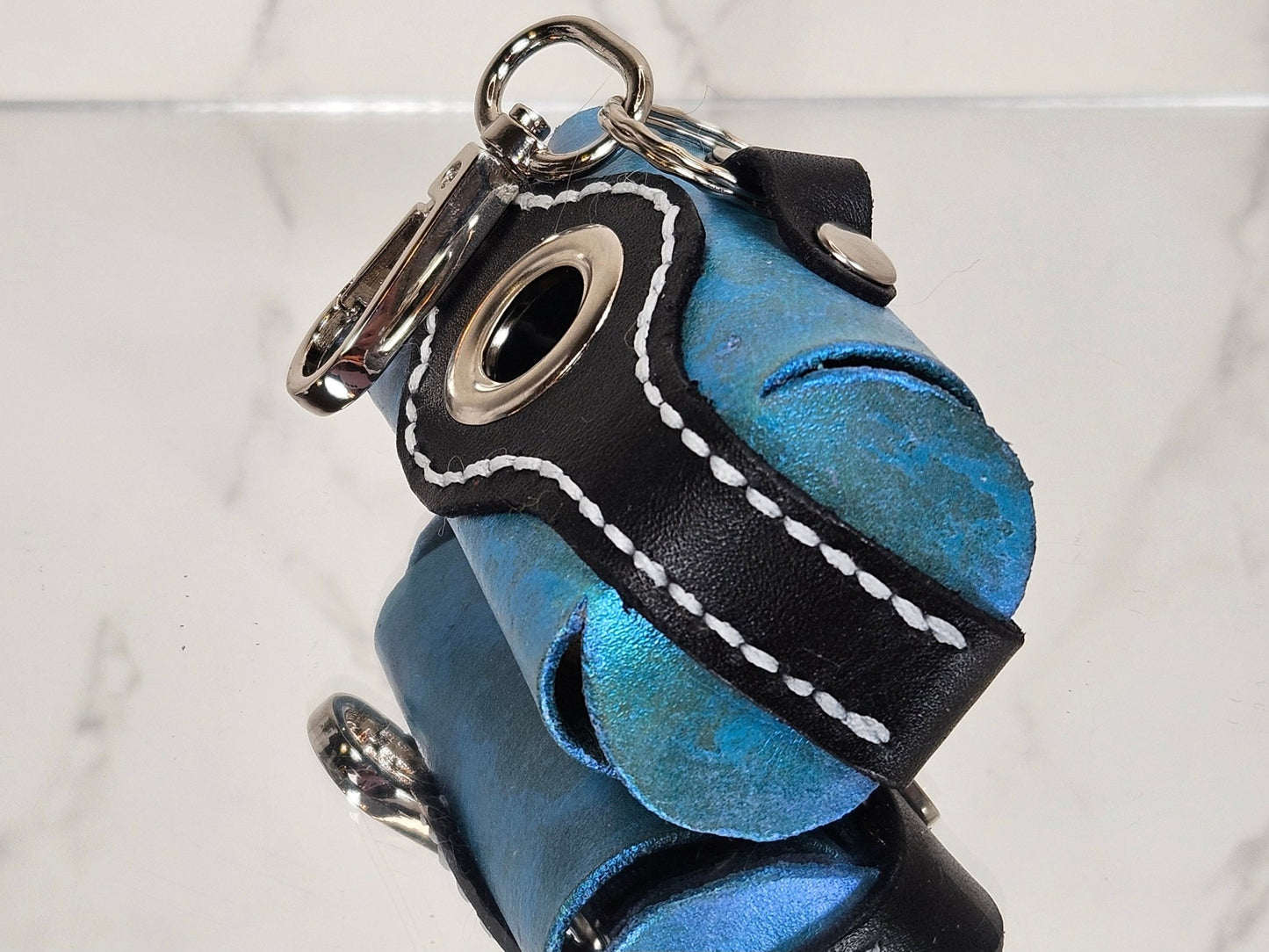 Poop/Waste Bag Dispenser - Turquoise Marbled Metallic 3015 - Champion Show Leads