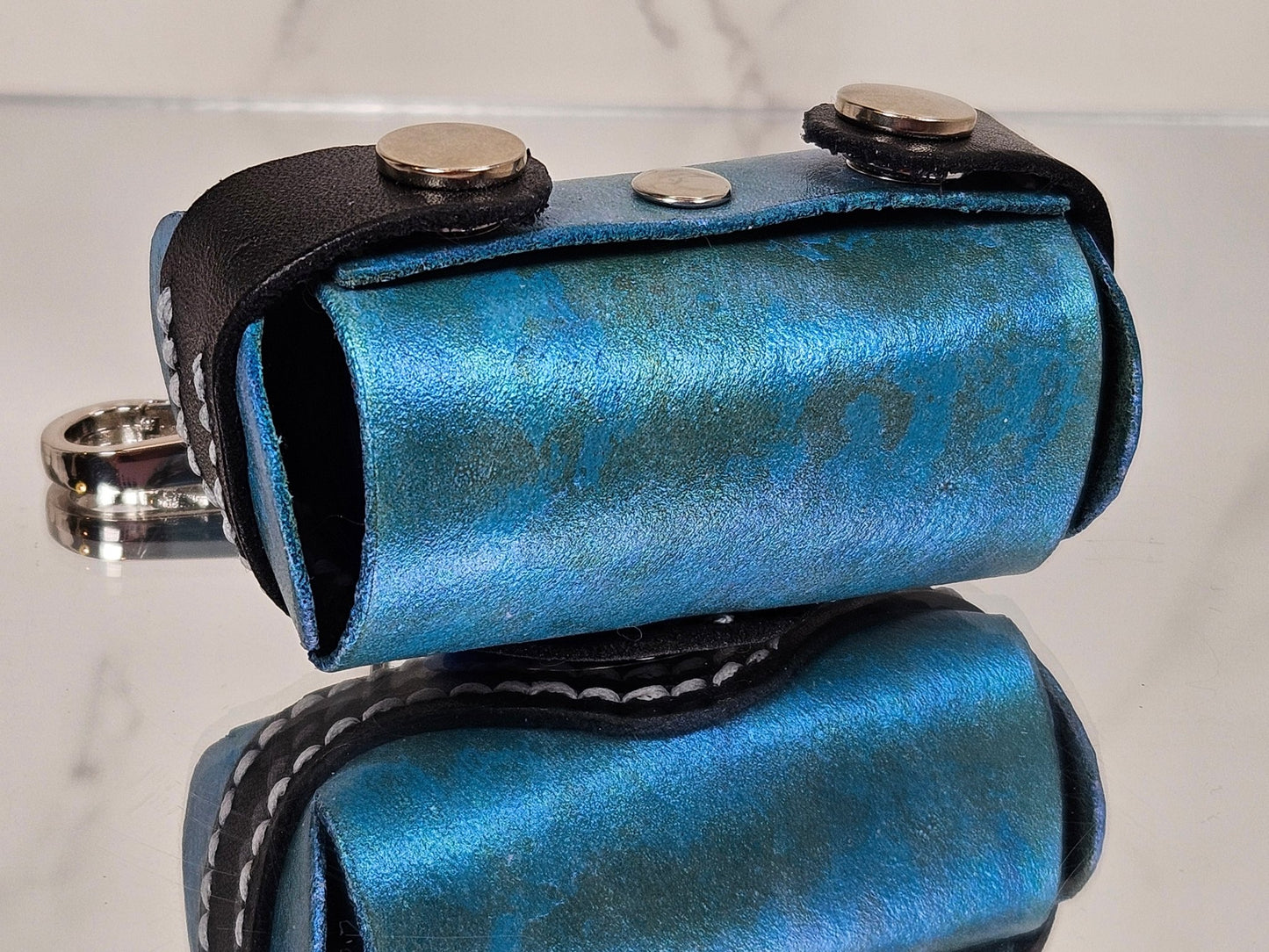 Poop/Waste Bag Dispenser - Turquoise Marbled Metallic 3015 - Champion Show Leads