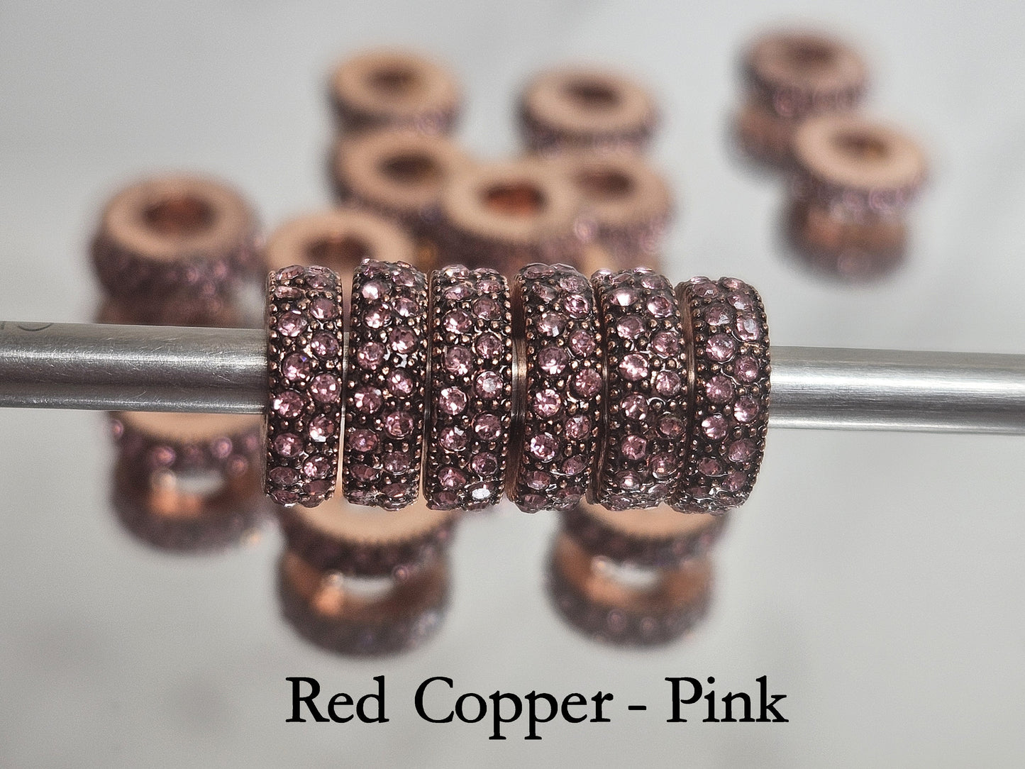 Crystal Spacers Double Row Paver - Red Copper with various colors