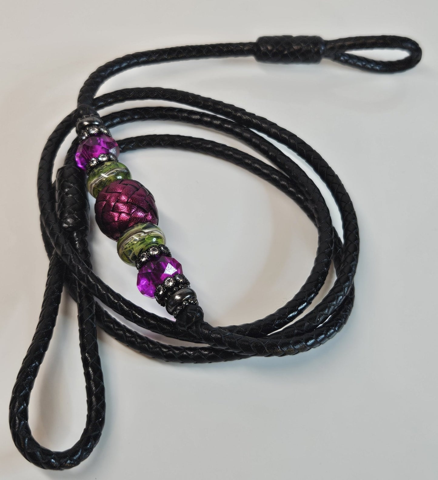 43” Kangaroo Leather 6 Strand Loop End Show Lead - Champion Show Leads