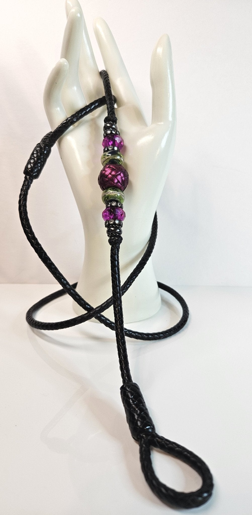 43” Kangaroo Leather 6 Strand Loop End Show Lead - Champion Show Leads