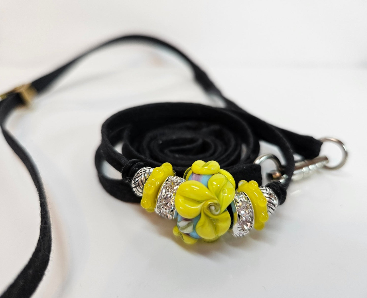 48" Cordo-Hyde Show Lead with Resco Collar, Swivel & Kindness Pad - Black - Champion Show Leads