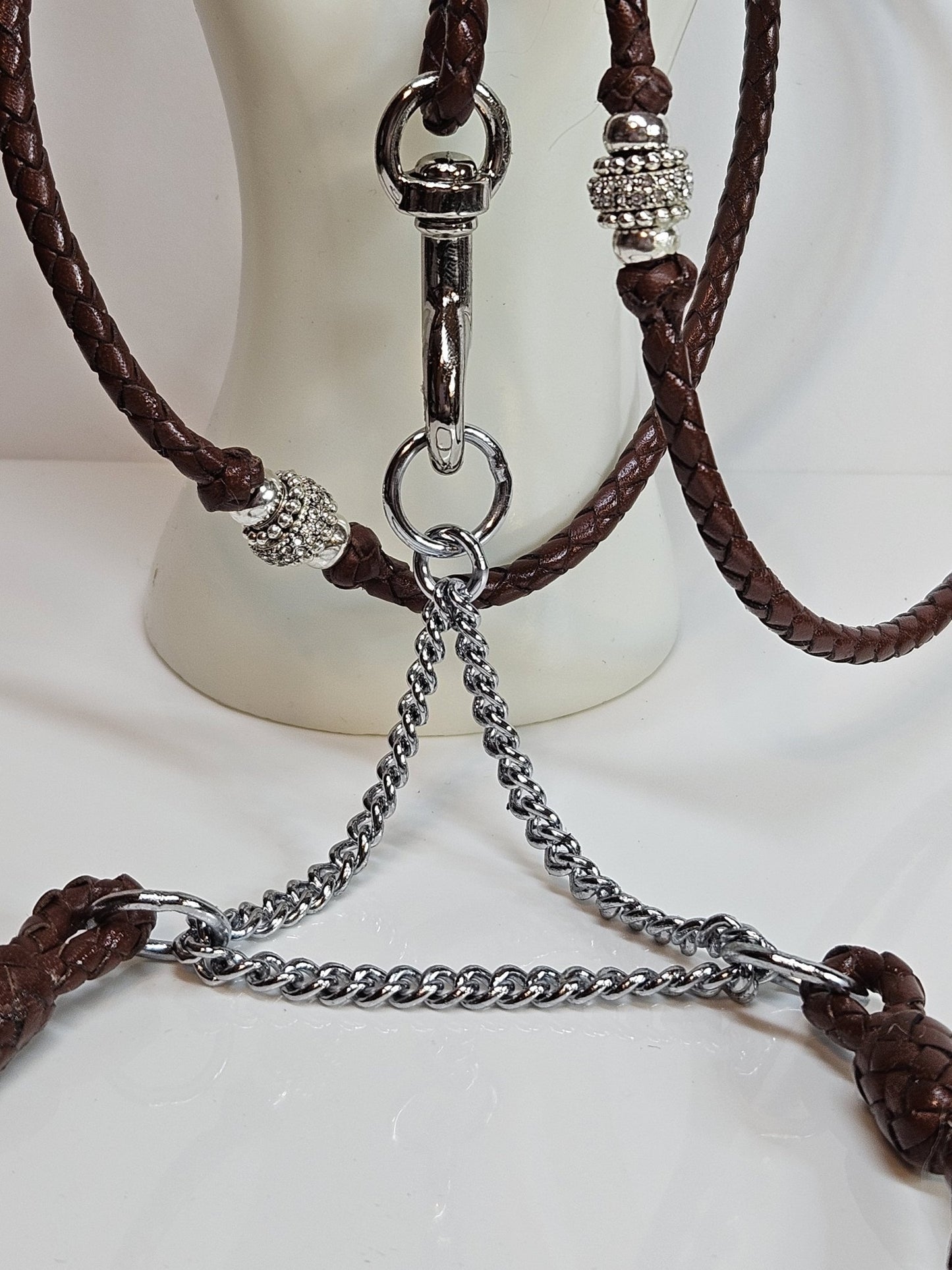 Custom Martingale Collar - Leather Neck with Chain Half-Check - Champion Show Leads