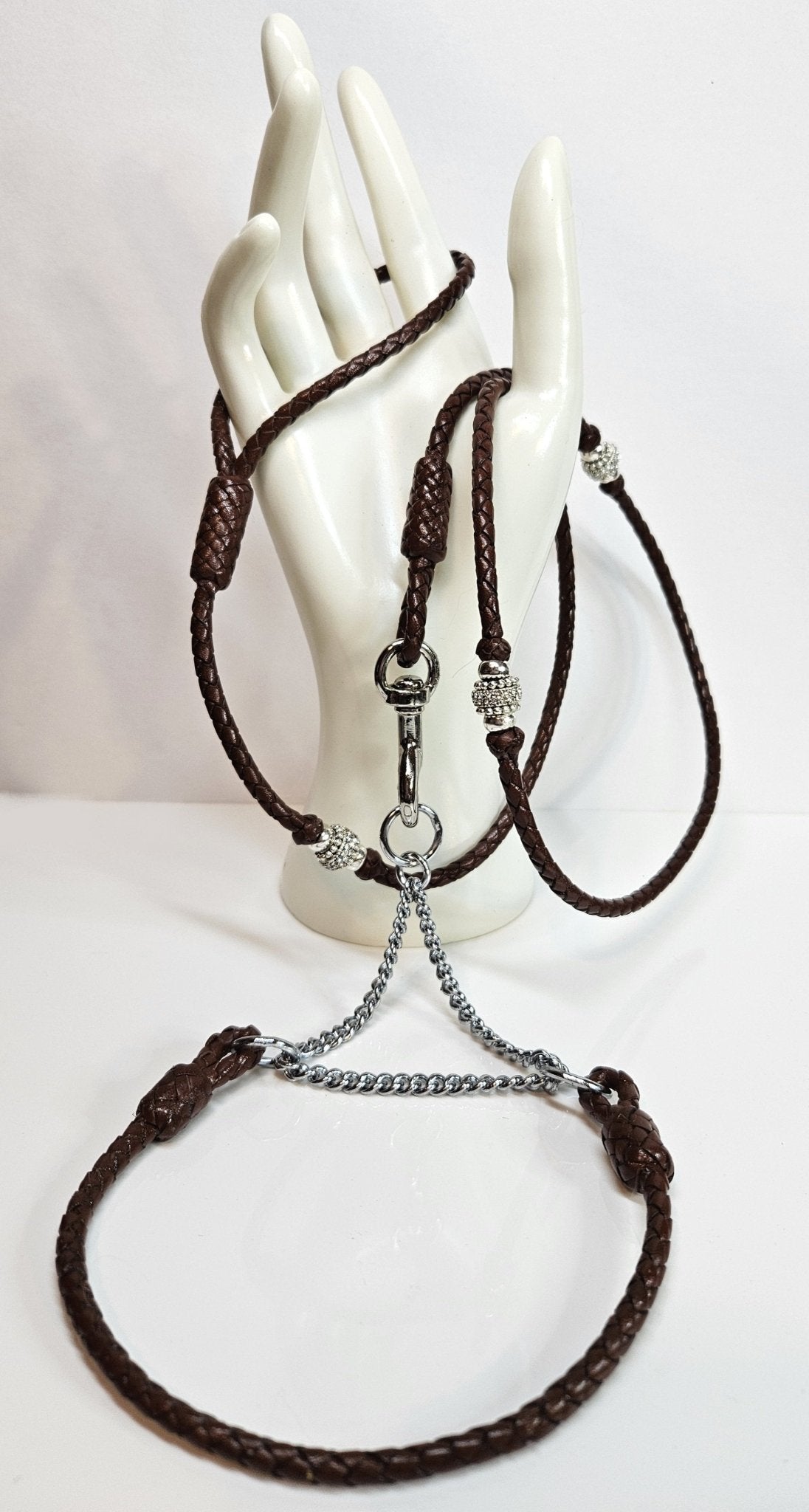 Custom Martingale Collar - Leather Neck with Chain Half-Check - Champion Show Leads