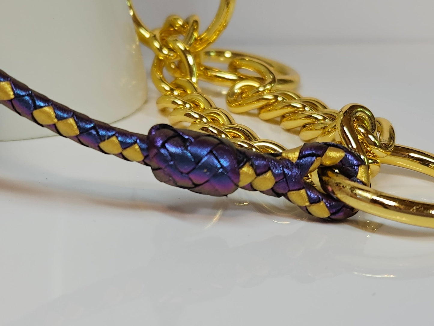 Custom Martingale Collar - Leather Neck with Chain Half-Check - Champion Show Leads