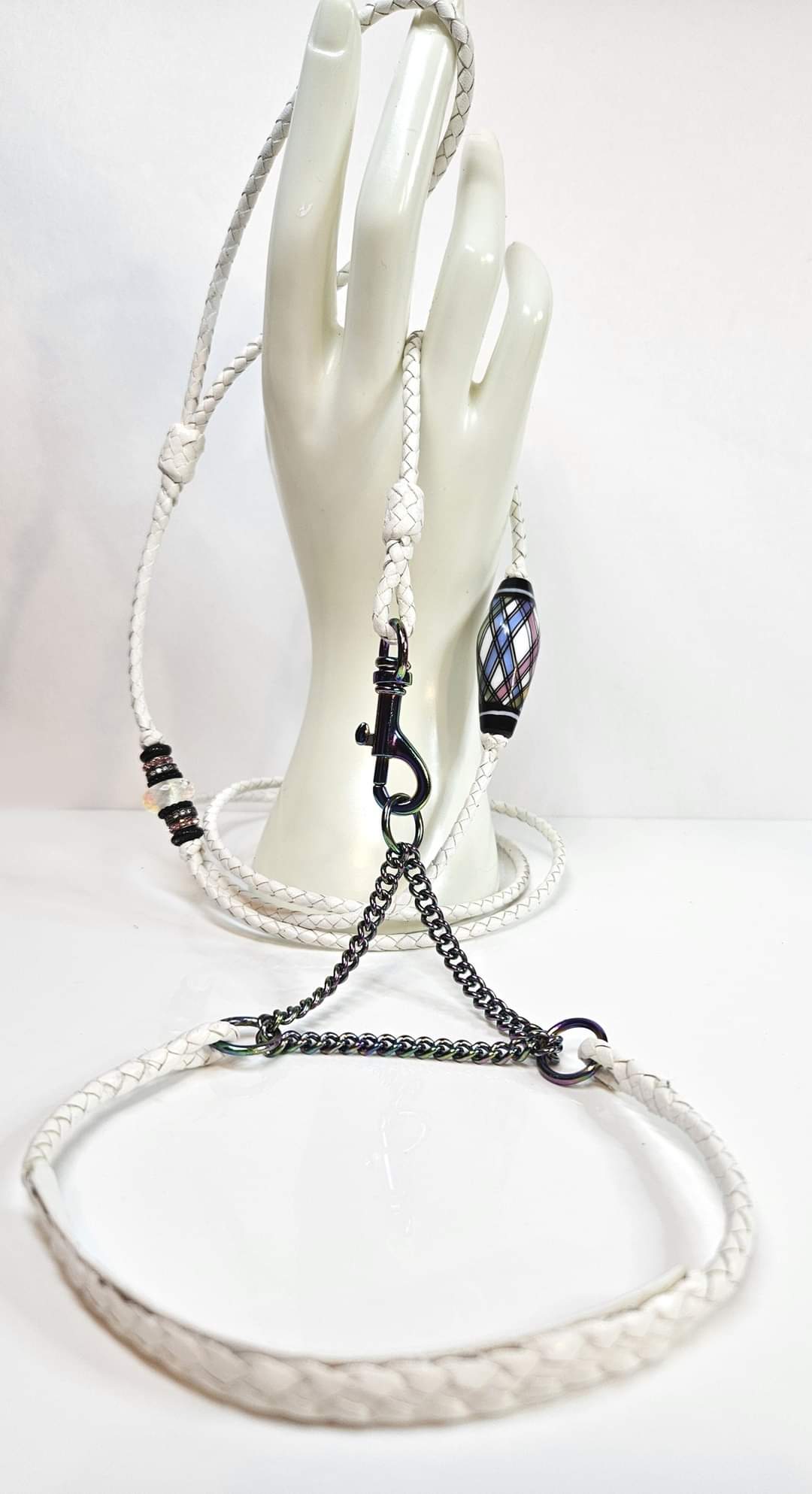 Custom Martingale Collar - Leather Neck with Chain Half-Check - Champion Show Leads