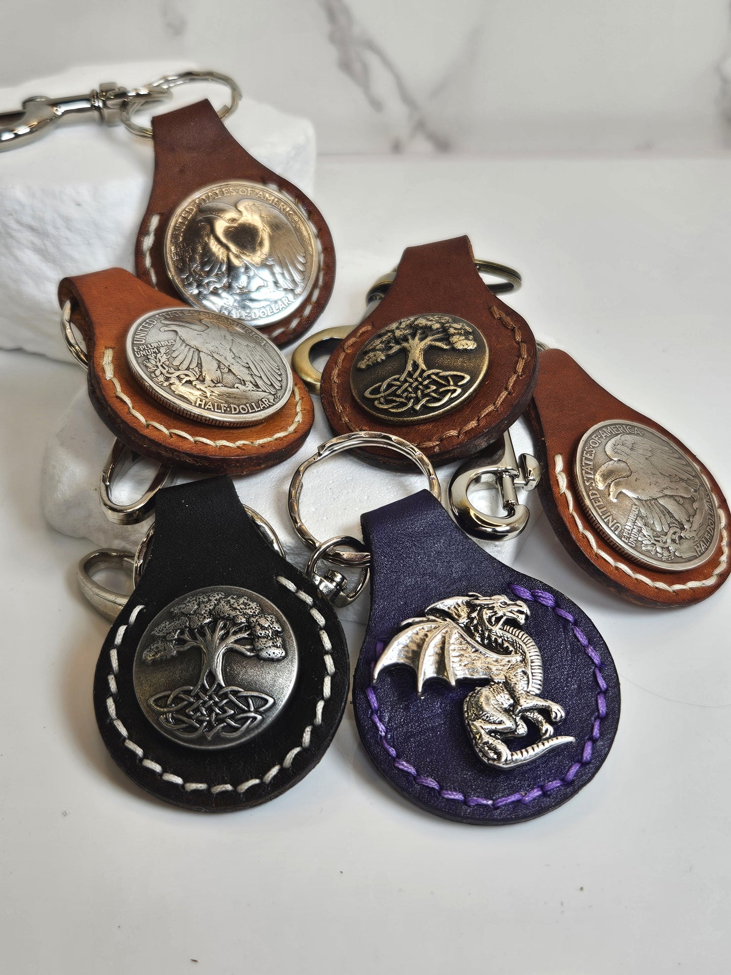 Leather Keychain - US Half Dollar III