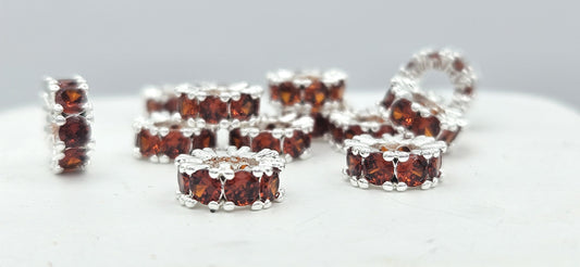 CZ Spacer Beads Silver with Amber Stones
