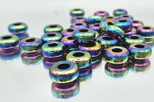 Hematite Blue Purple Pink Gold Spacer Beads - pk of 4