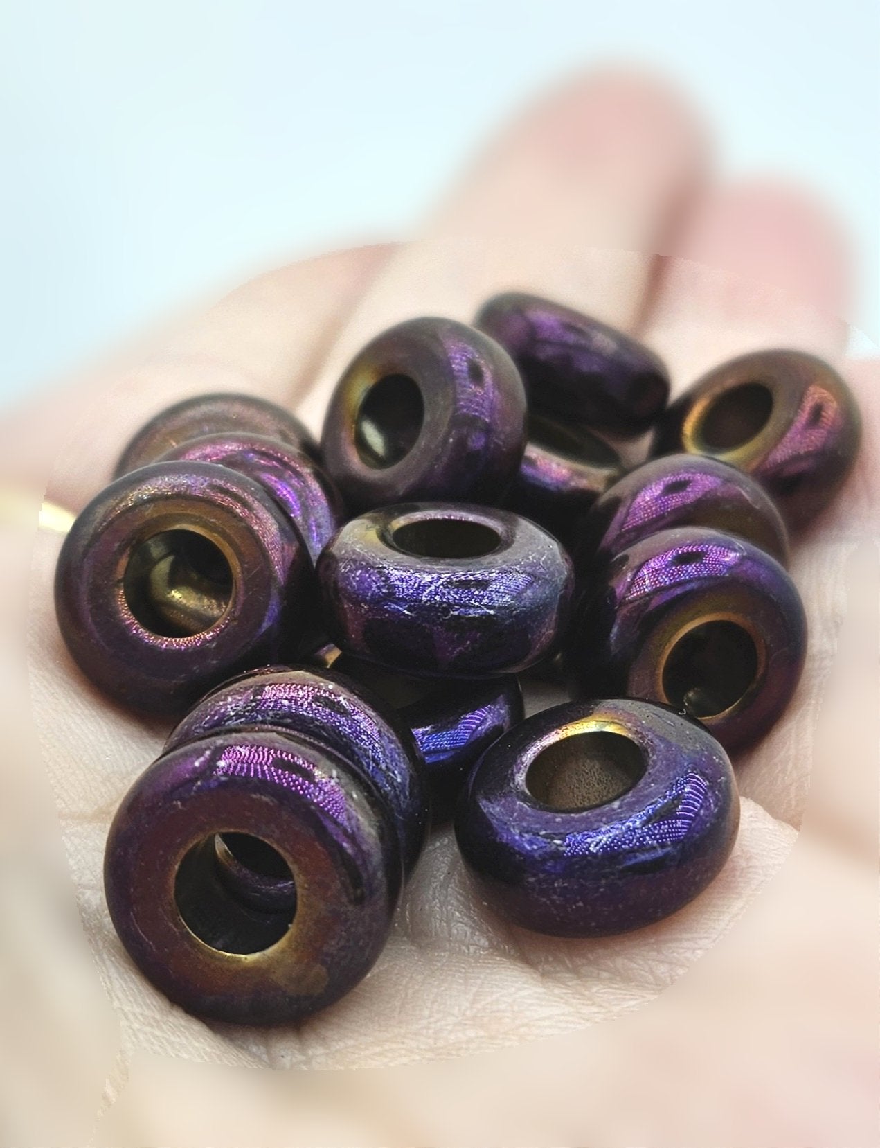 Hematite Magenta Burgundy Copper Purple Spacer Beads - pk of 4