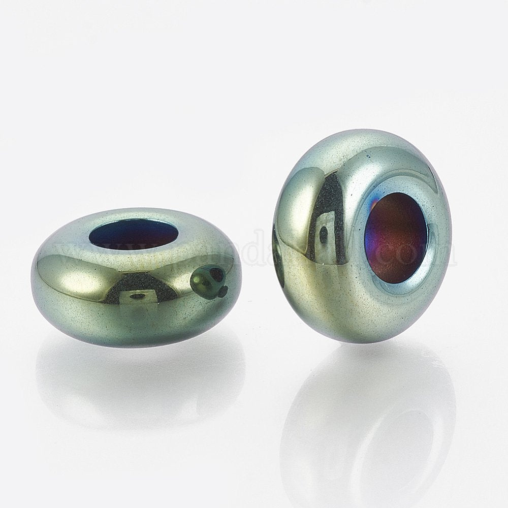 Hematite Green Teal Gold Spacer Beads - pk of 4