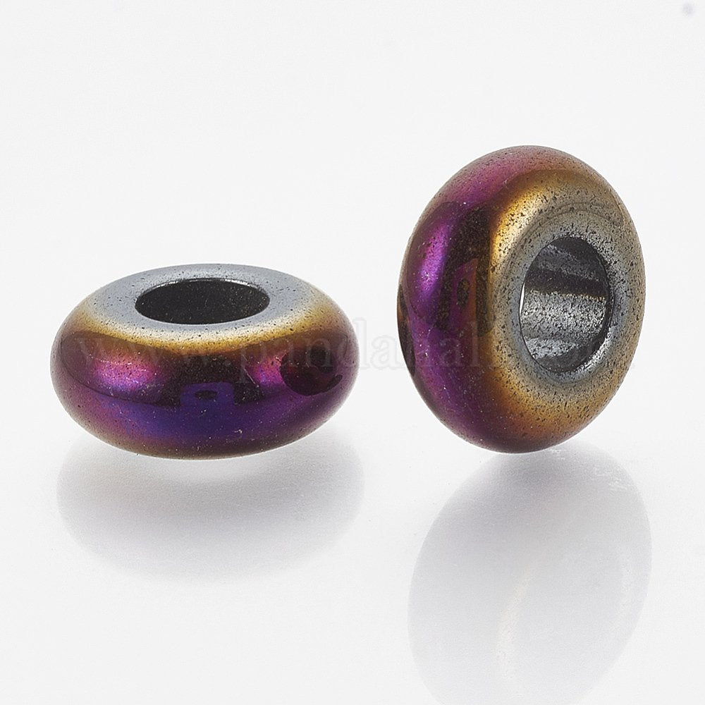 Hematite Magenta Burgundy Copper Purple Spacer Beads - pk of 4