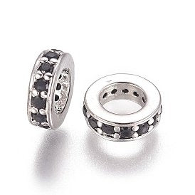 Small Cubic Zirconia Pave Spacers (Silver or Gold with Black stones)