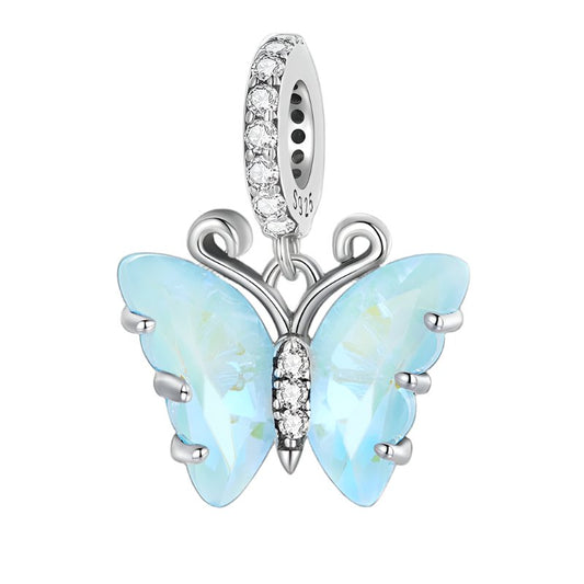 Blue Opal Butterfly Dangle Charm - Champion Show Leads