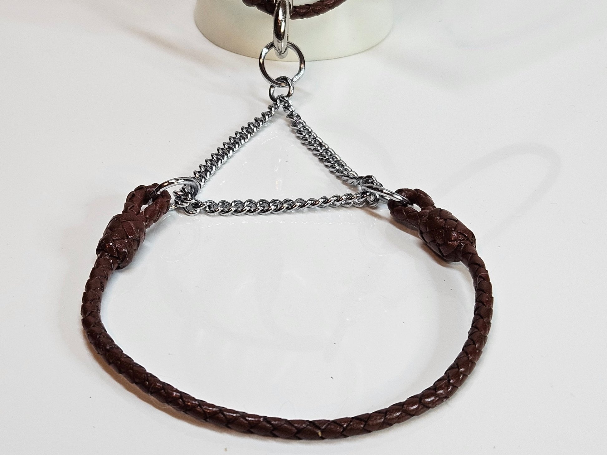 Custom Martingale Collar - Leather Neck with Chain Half-Check - Champion Show Leads