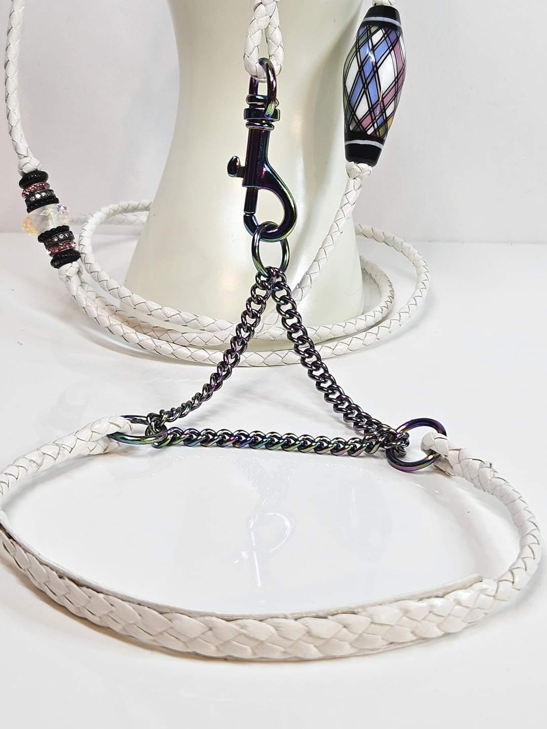 Custom Martingale Collar - Leather Neck with Chain Half-Check - Champion Show Leads